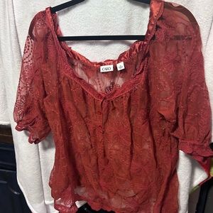 Burnt Orange Sheer Top